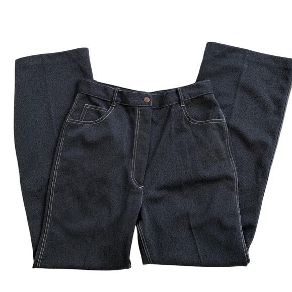 Vintage Western Flare Pants Sears, Dark Blue "Denim Look" Stretch 1970s Retro - Picture 11 of 13